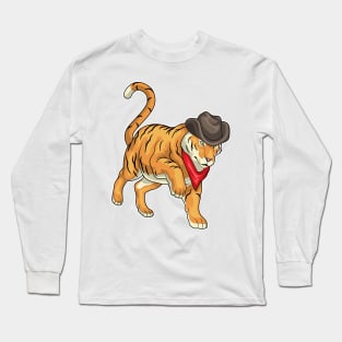 Tiger Cowboy Cowboy hat Long Sleeve T-Shirt